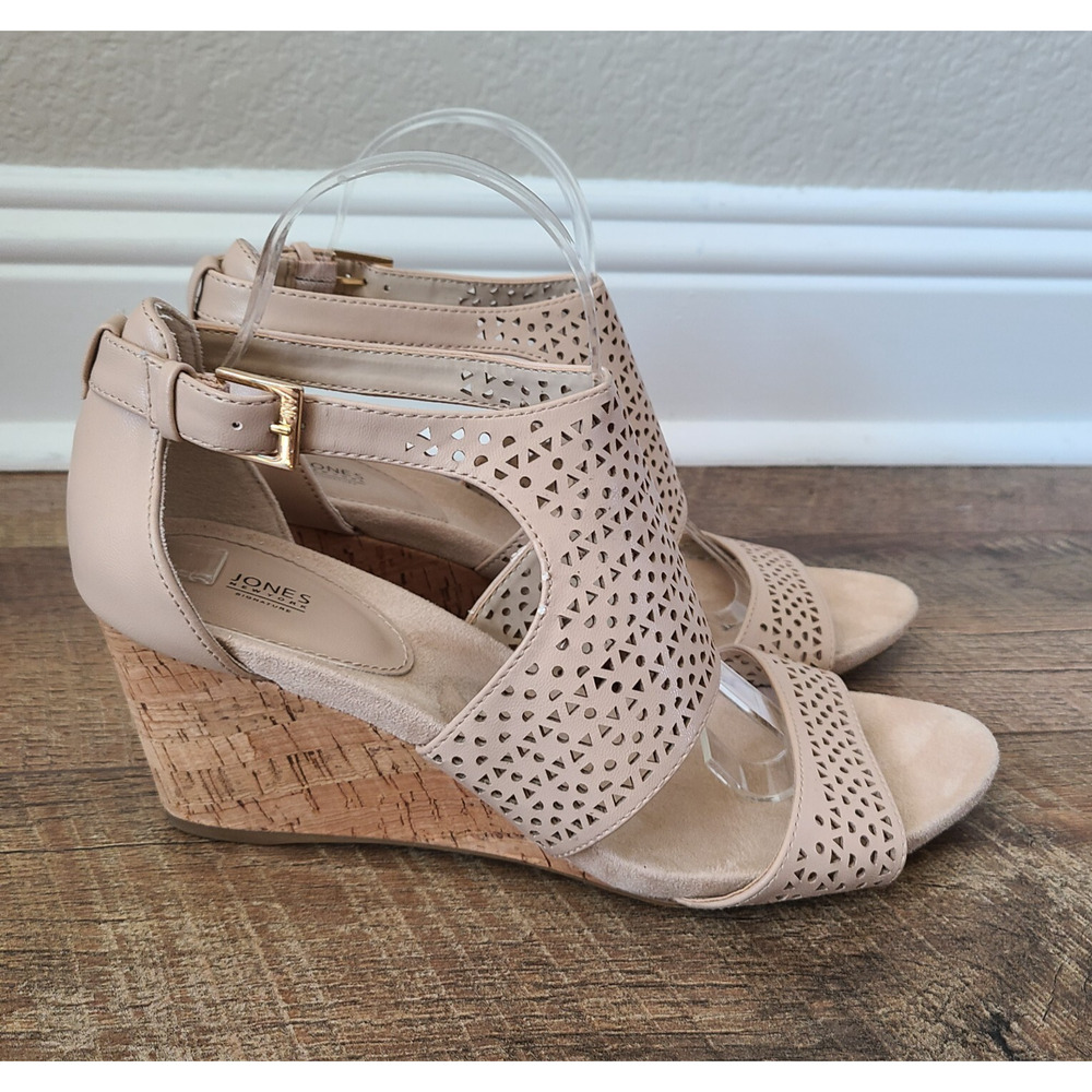 Jones New York Espadrille Size 10 M Cork Wedge Sandals‎ Cutouts 3" in Heel